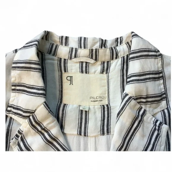 Anthropologie Pilcro Striped Oversized Dolman Linen Blend Blazer Size Medium - Picture 7 of 9